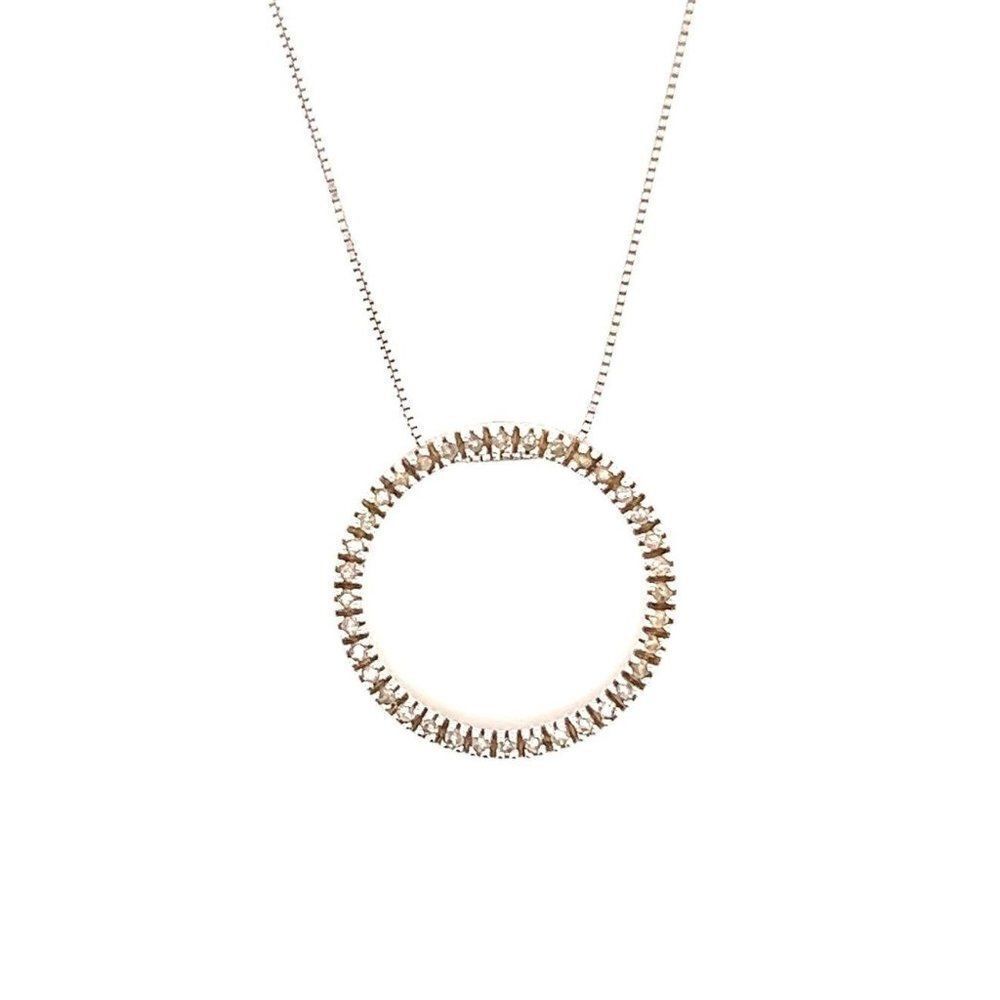 Gold Circle Pavé Pendant Necklace - Women Jewelry